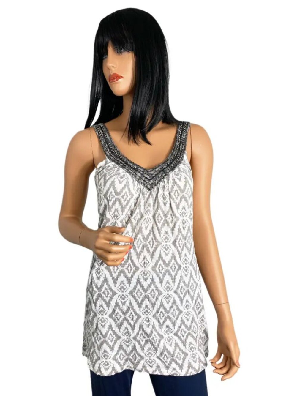 INC International Concepts Beaded V-Neck Tank Top